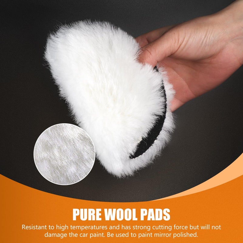 POLIWELL Buffing Polishing Pads 5 Inch, 7Pcs Buffing Sponge Pads Kit 5.5"" Face for 5"" Backing Plate, Compound Cutting Foam Pads, Wool Pad for Car Buffer Polisher, Compounding Polishing and Waxing - Image 5